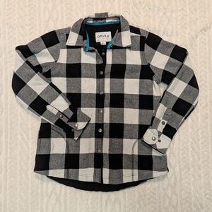 ORVIS Women's S Black Buffalo Plaid Flannel Fleece Lined Snap Shirt Jacket